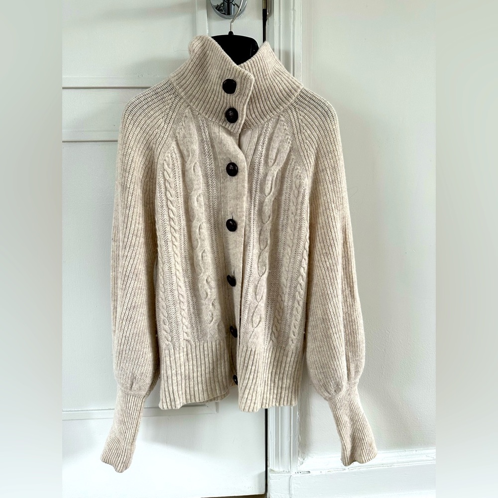 J. CREW Women’s cardigan sweater, wool blend, XS, slightly cropped, oatmeal